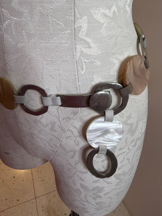 Suzi Roher Womens Silver Tone Discs Bohemian Circle-link Waist Belt OS Vintage main image 14
